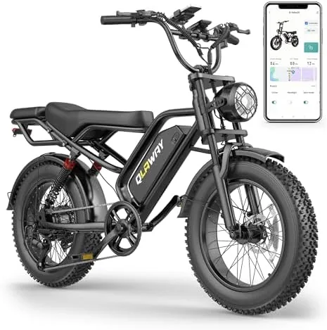 qlaway 20 fat tire electric bikes for adults 1500w peak electric dirt bike with full suspension 48v 18ah battery moped 40 70 miles long range motorcycle ebikes