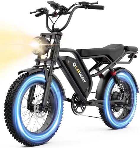 qlaway electric bike for adults 20 fat tire e bike 750w powerful motor 40 70 miles long range 48v 18ah removable battery full suspension ebikes for adults mountain bike city commuting e bikes
