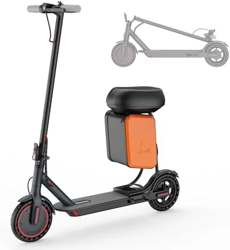 qlaway electric scooter for adults 2 in 1 seat box 85 solid tire powerful 350w motor top speed 19 mph max 16 miles ranges aluminum alloy frame foldable commuting escooter